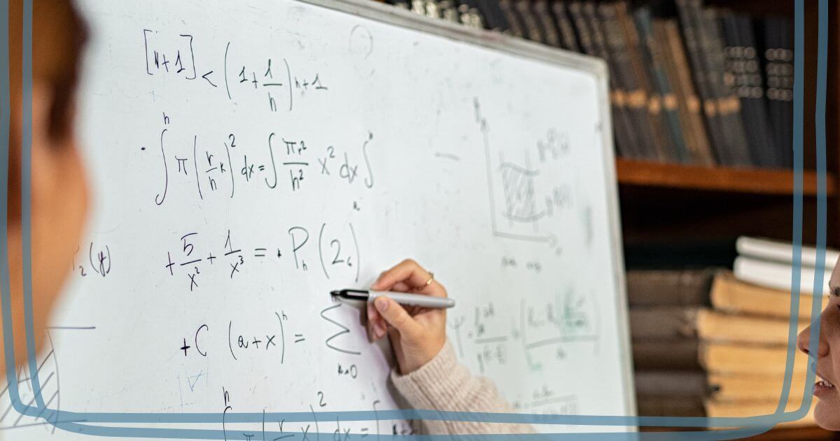 Image of whiteboard with algebra equations